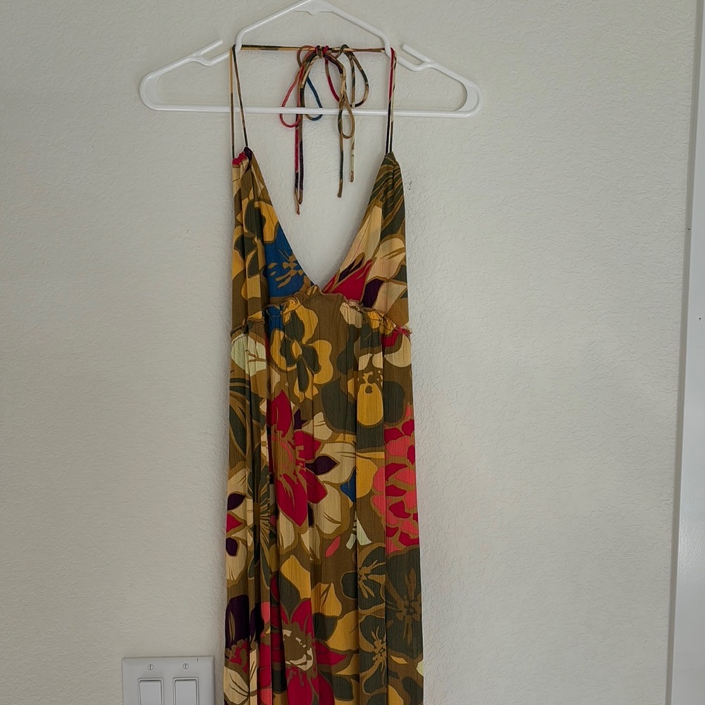 Floral Multicolor Halter Maxi Dress